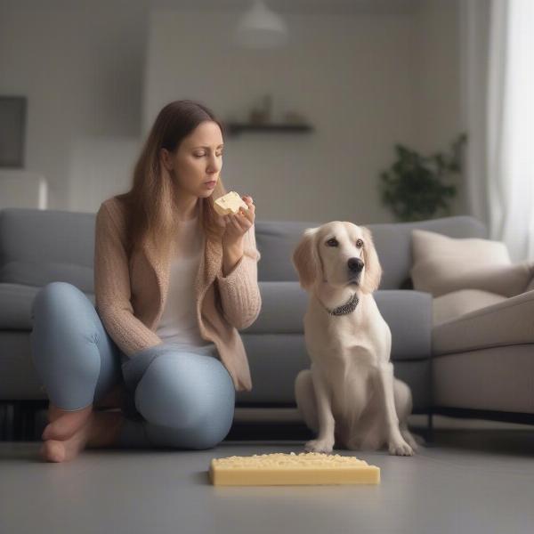 Dog Eating White Chocolate