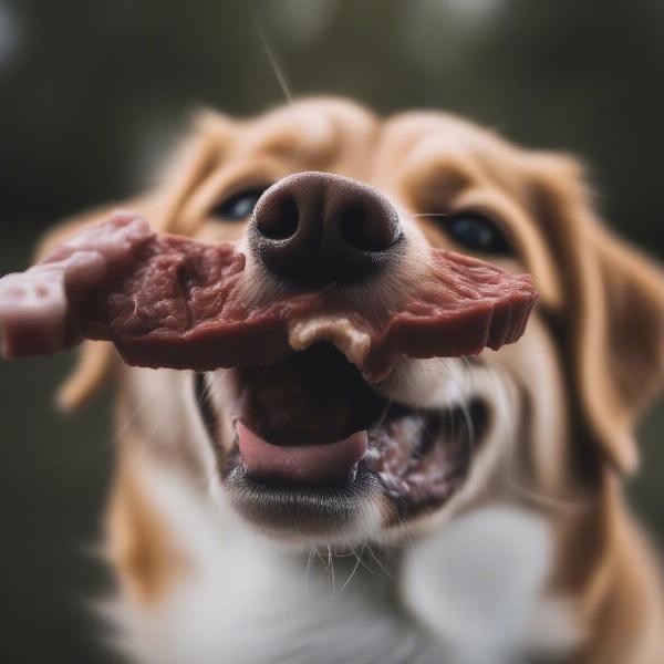 Dog Enjoying a Beef Liver Treat