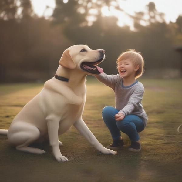 Dog enjoying being petted