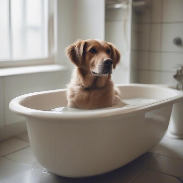 Dog Enjoying a Cool Bath