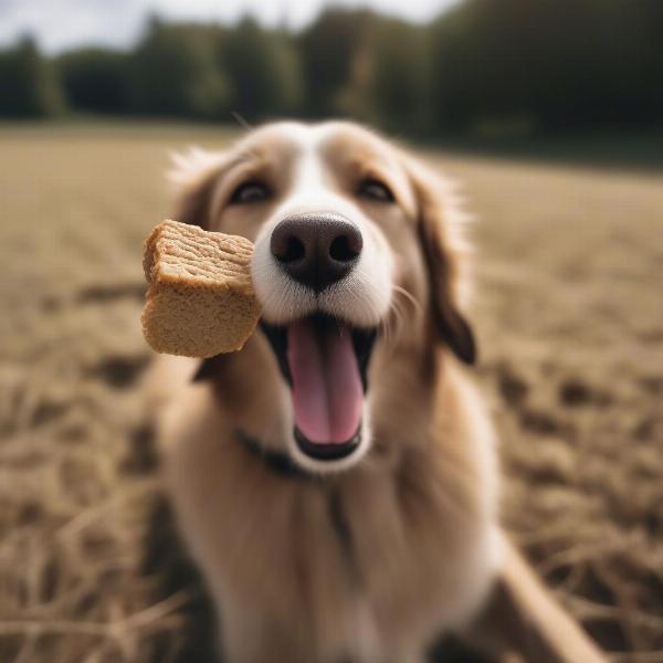 Dog Enjoying Farmland Traditions Treats