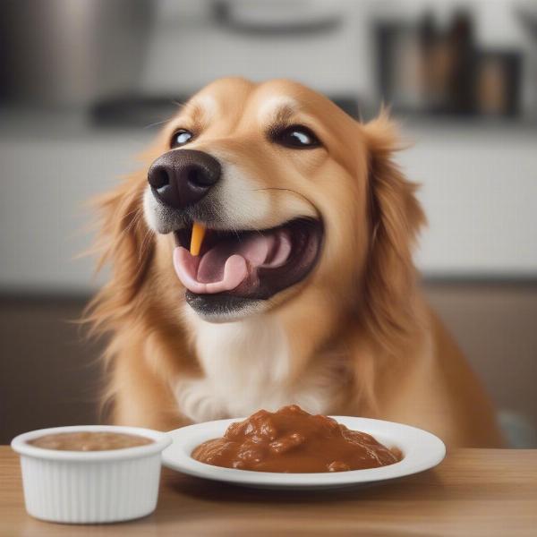 Dog Enjoying Gravy Topper