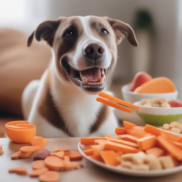 Dog enjoying healthy, dog-friendly treats