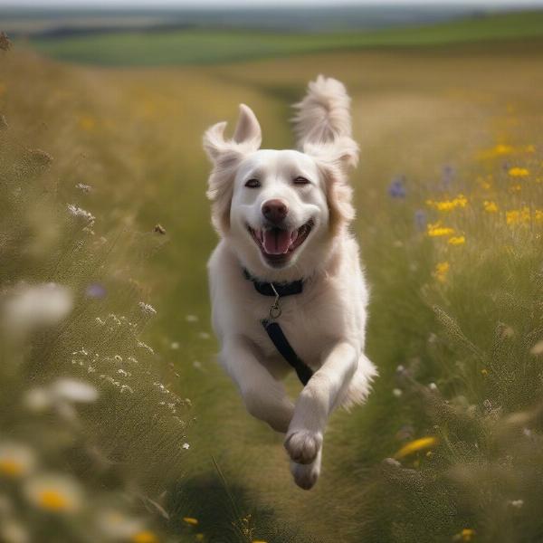 Dog enjoying the Lincolnshire countryside