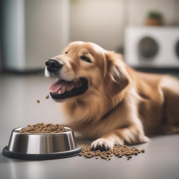 Dog Enjoying a Low-Fat Meal