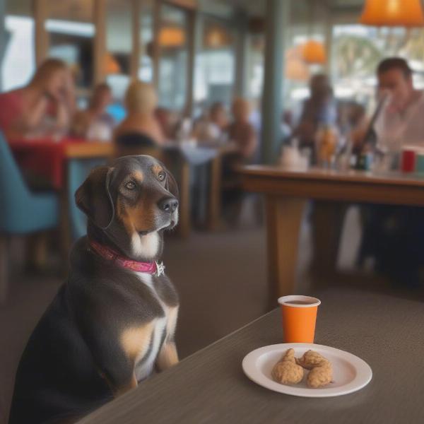 Dog Enjoying a Meal at a Cocoa Beach Restaurant