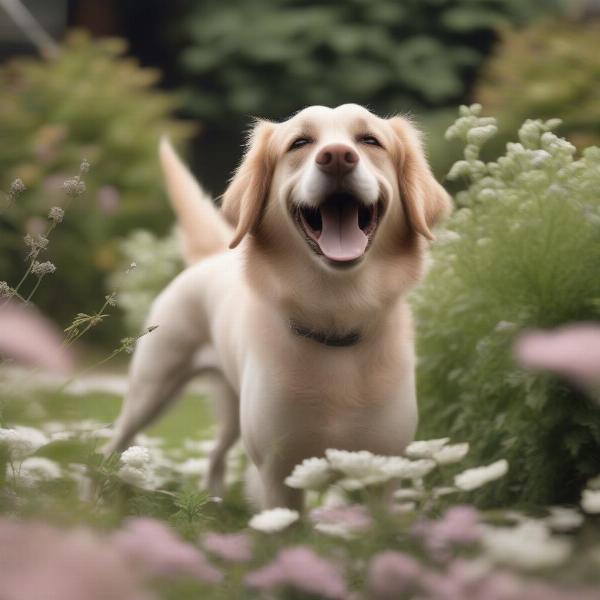 Dog Enjoying a Mosquito-Free Garden