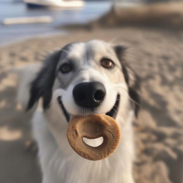 Dog Enjoying a Sea Dog Biscuit