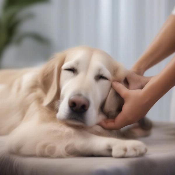 Dog enjoying a spa treatment