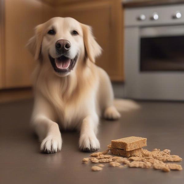 Dog Enjoying a Spent Grain Treat