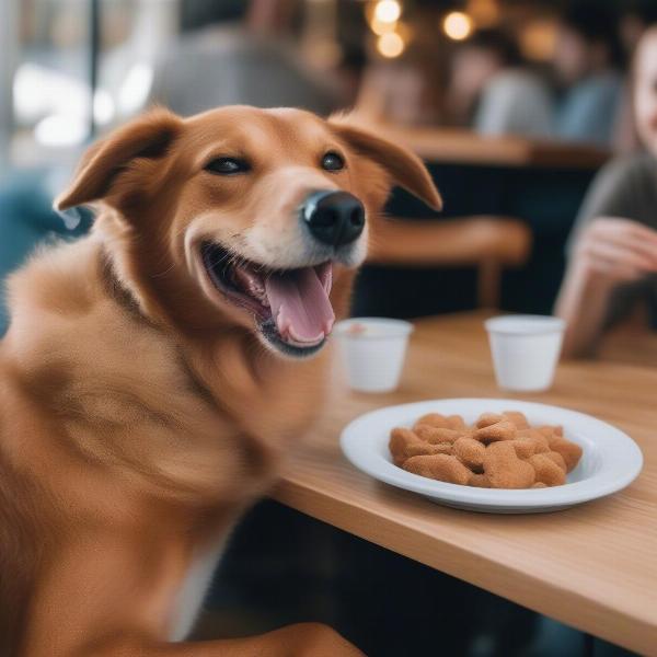 Dog Enjoying a Treat at a Long Beach Restaurant