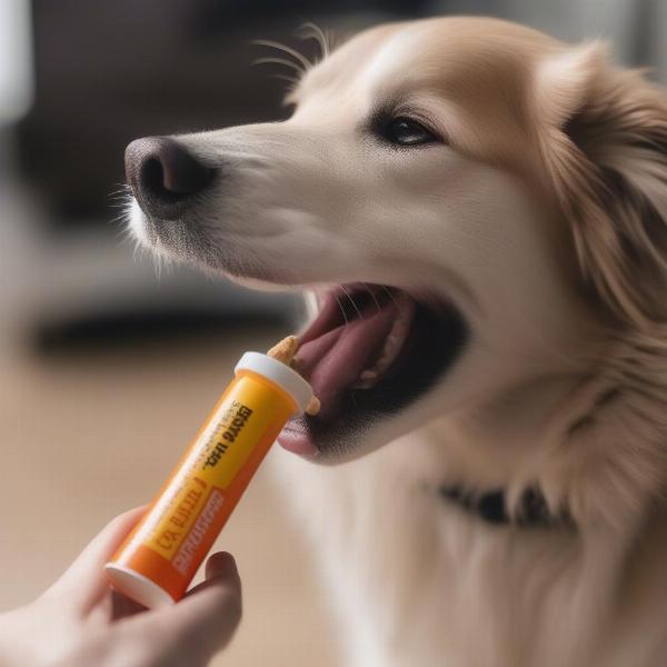 Dog Enjoying Treat Paste