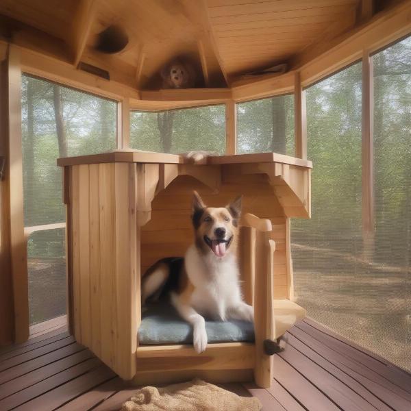 Dog Enjoying Their Treehouse