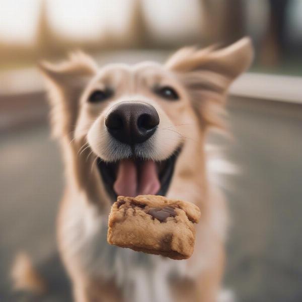 Dog enjoying a wholesome treat