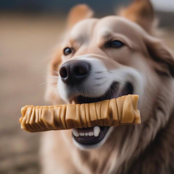 Dog Enjoying Yak Chew