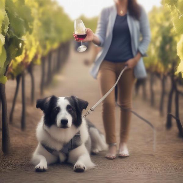 Practicing good dog etiquette at a Paso Robles winery.