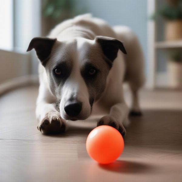 Dog Investigating Airball Toy