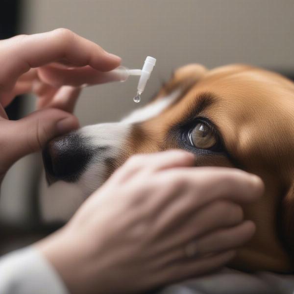 Applying Eye Drops to a Dog