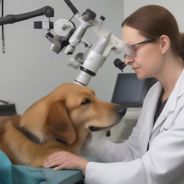 Veterinarian Examining a Dog's Eye