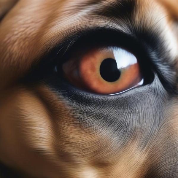 Close-up of a dog's eye infection