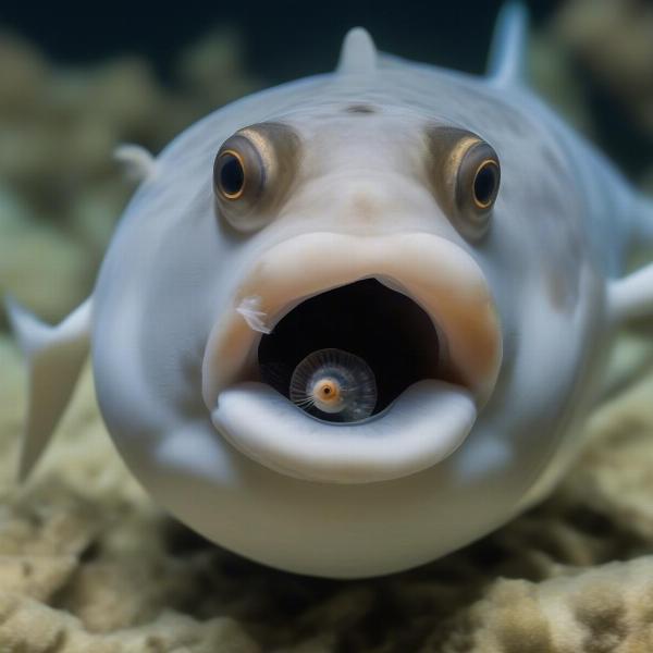 Dog Fish Puffer Feeding