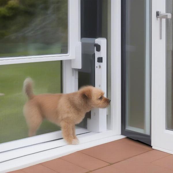 Dog flap installation in a UPVC door