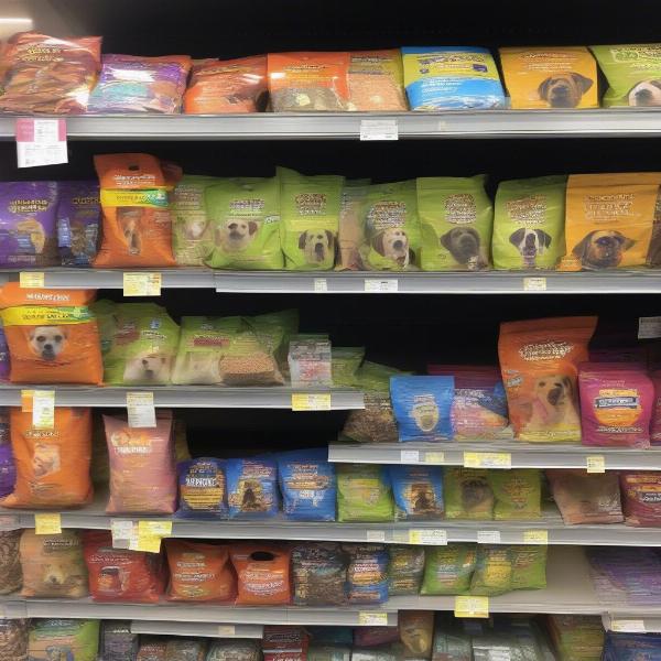 Dog food clearance sale at a pet store