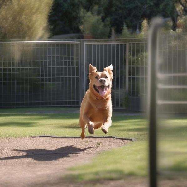 Dog enjoying a fenced yard in Lorne