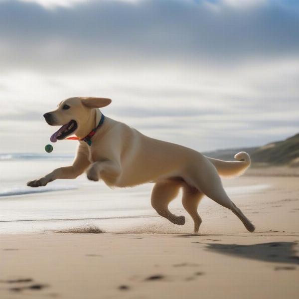 Dog enjoying a beach in Warrnambool