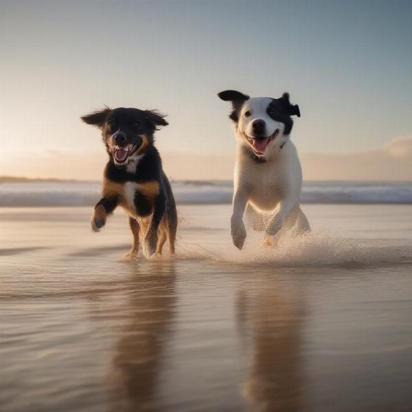 Enjoying a dog-friendly beach on the Gold Coast