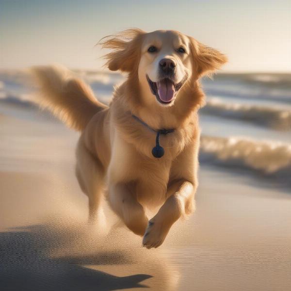 Dog enjoying the beach in Duck, NC