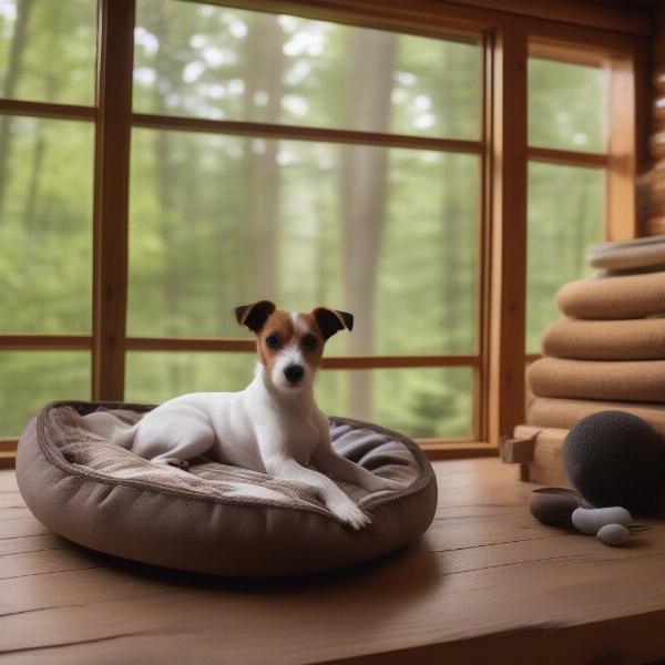 Dog relaxing in a cabin in Coffs Harbour