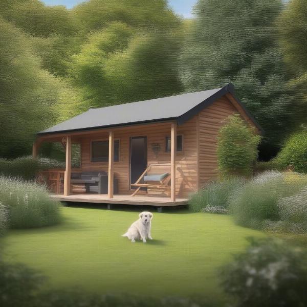 Exterior of a dog-friendly cabin in the Lake District