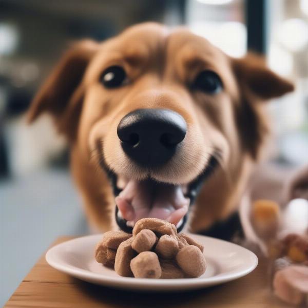 A happy dog enjoying a treat at a dog-friendly cafe in Scarborough.