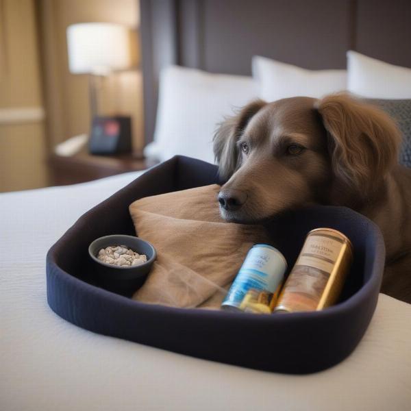 Dog enjoying amenities at a dog friendly hotel in Wicklow