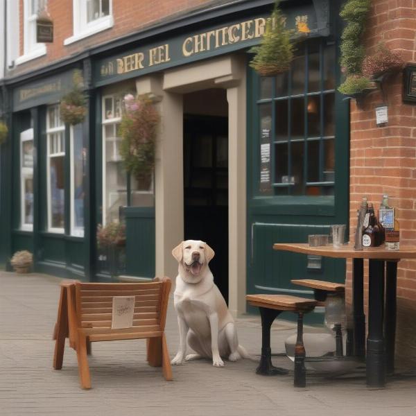 Dog-friendly pub in Chichester city centre with a dog enjoying a treat.