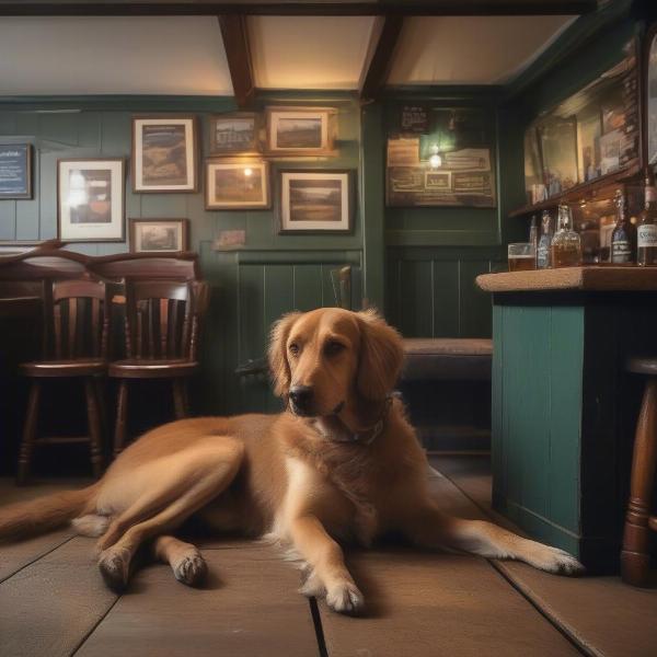 Dog relaxing at a dog-friendly pub in Polperro