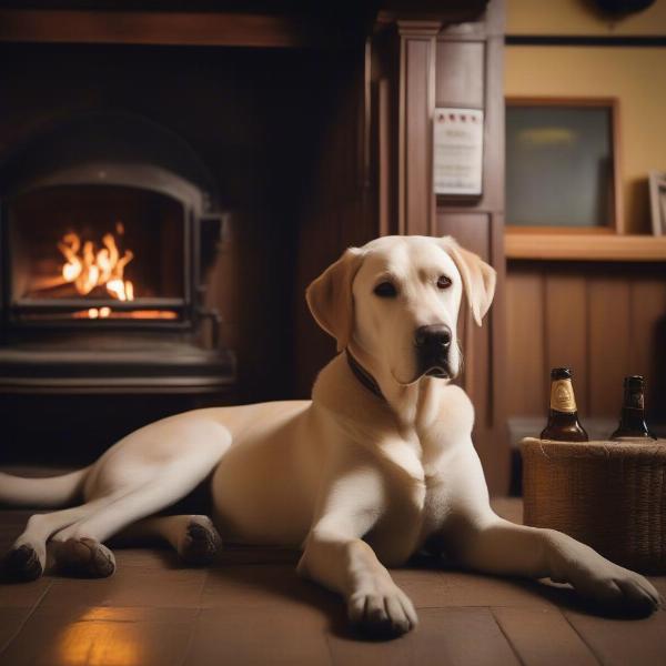 Dog relaxing in a dog-friendly pub in Scotland