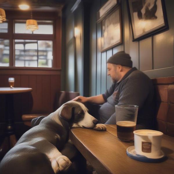 Enjoying a meal at a dog-friendly pub in Shropshire