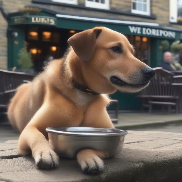 Dog relaxing at a Skipton pub