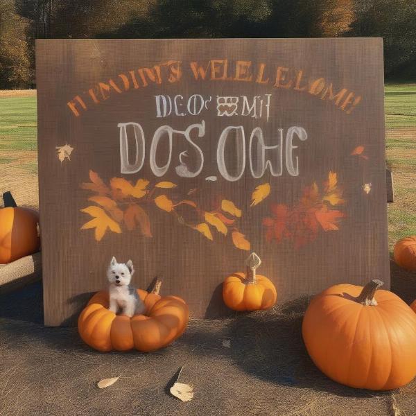 Dog-friendly pumpkin patch welcome sign