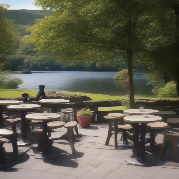 Dog-friendly patio at a restaurant in Loch Lomond