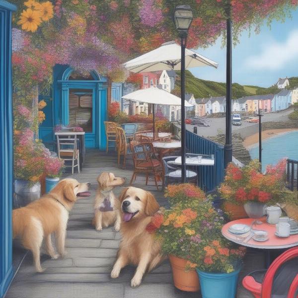 Dog-friendly restaurant patio in Tenby