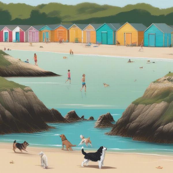 Dog-friendly beach in Tenby, Wales