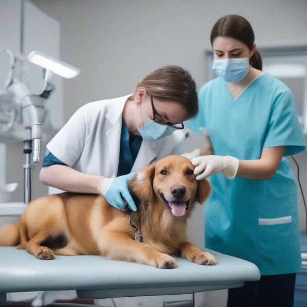 Veterinarian Checking Dog's Teeth