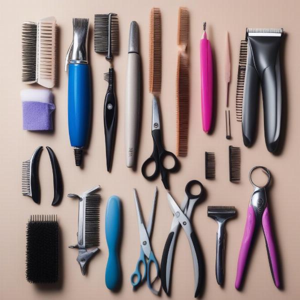 Dog Grooming Tools: An assortment of dog grooming tools.