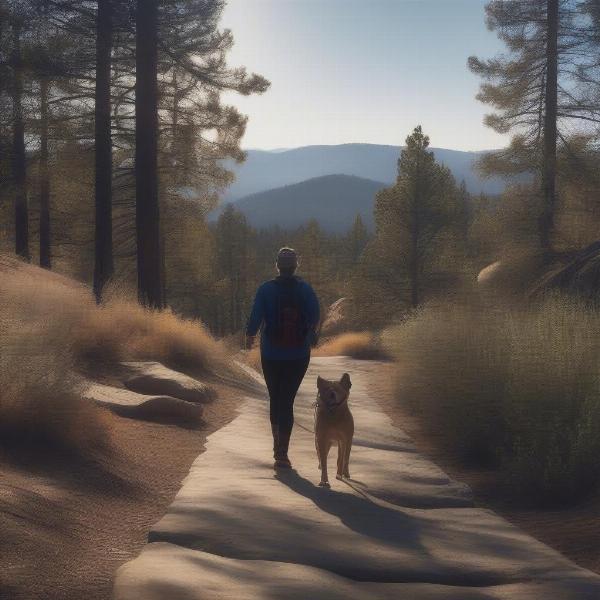 Dog hiking in Big Bear Lake