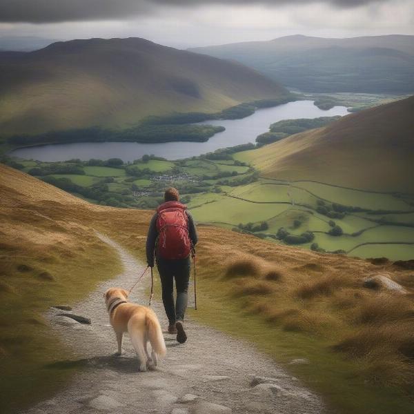 Dog hiking on Lake District trails