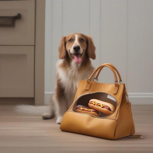 Dog Ignoring Hot Dog Handbag