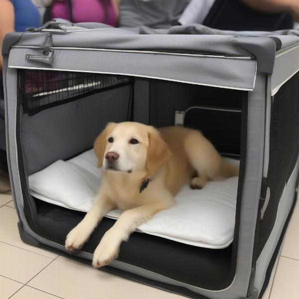 Dog in Airline-Approved Travel Crate